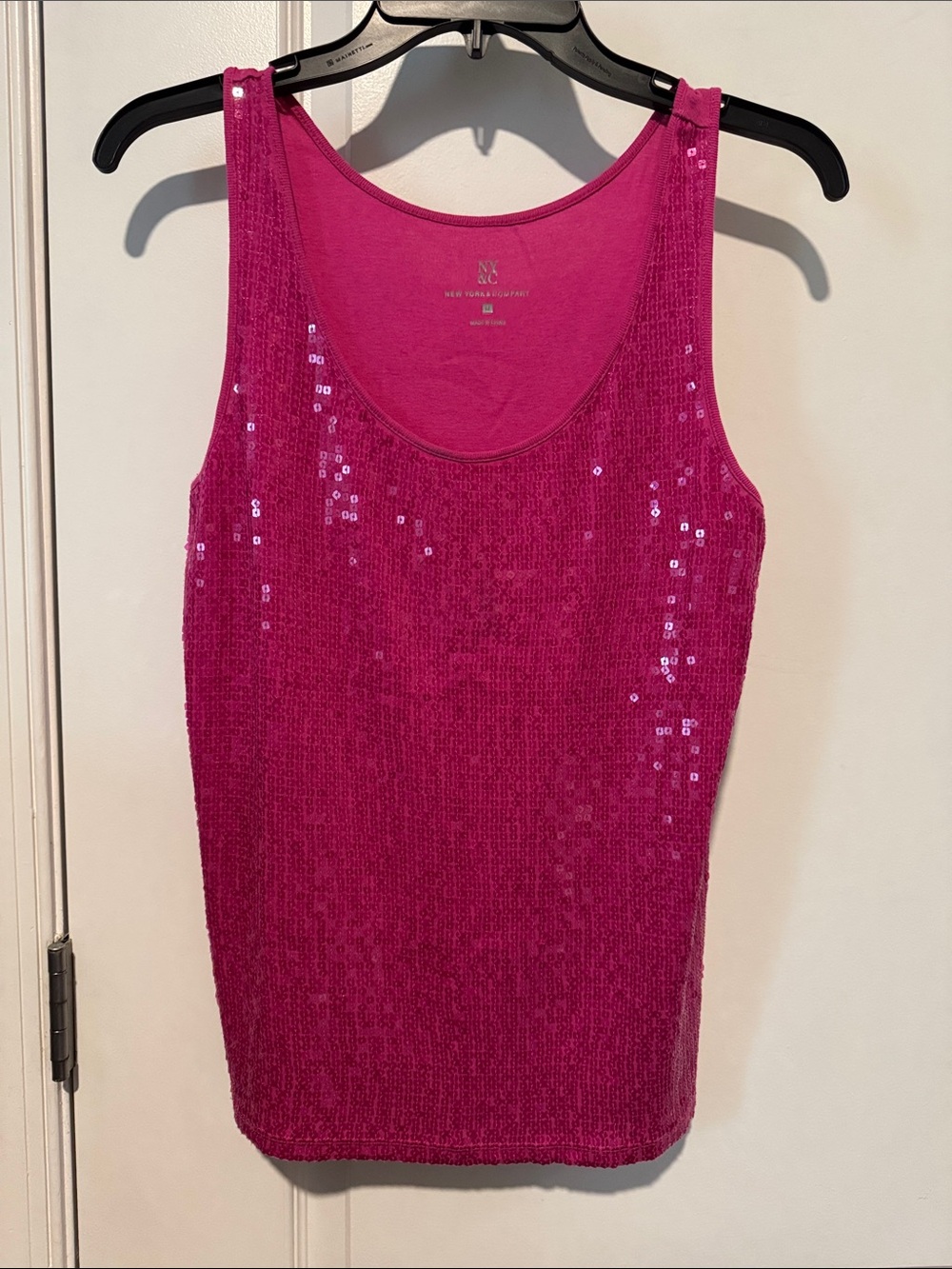 Hot Pink Sequin Tank Top, size M, New York & Company